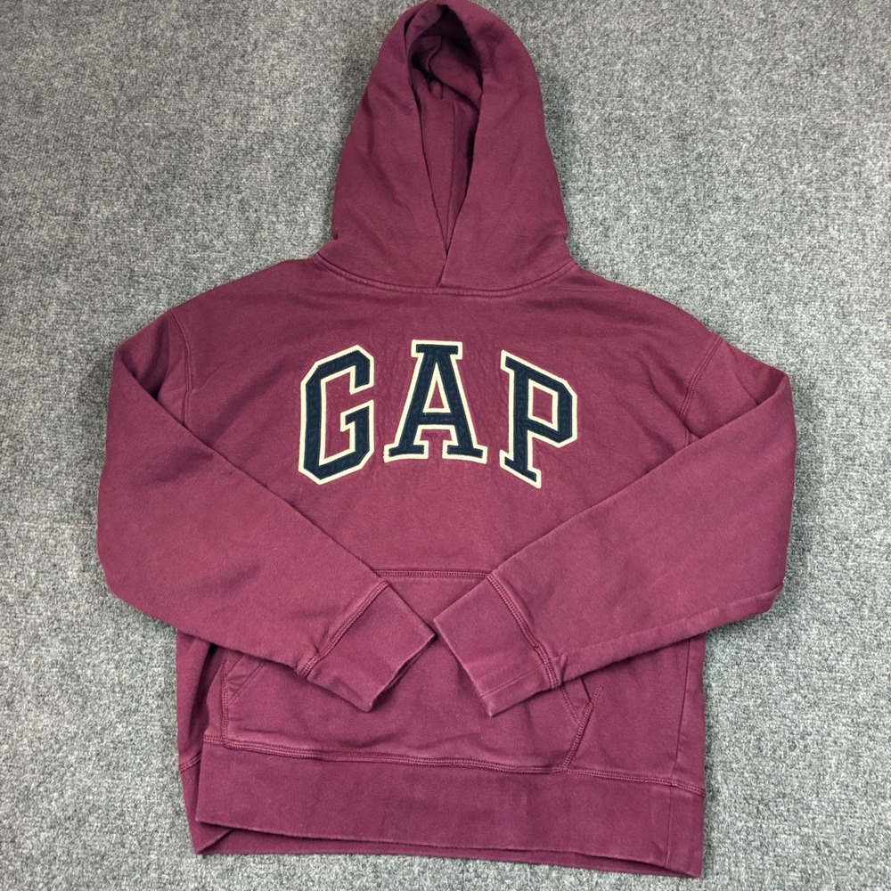 Gap Kids Burgundy Maroon Arch Logo Fleece Pullover Hoodie XXL 14-16 Husky